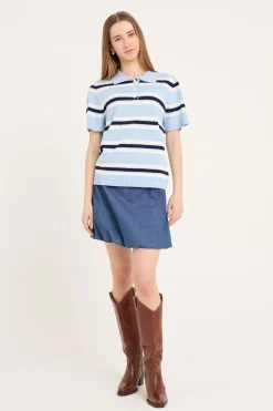 A-View Polo Stripe Knit Blouse AV5060< Bluser & Skjorter