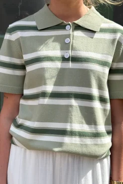 A-View Polo Stripe Knit Blouse AV5060< Bluser & Skjorter