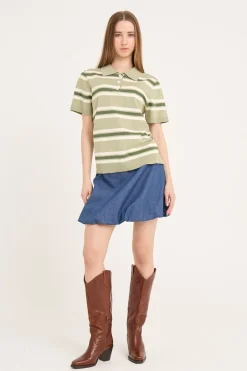 A-View Polo Stripe Knit Blouse AV5060< Bluser & Skjorter