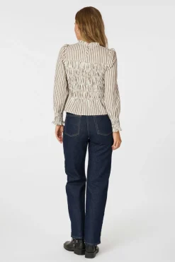 Possa Twin Stripe Smock Blouse 165011*Neo Noir