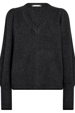 Co´Couture Rowcc Puff Rib V-Knit 32227< Strik|Bluser & Skjorter