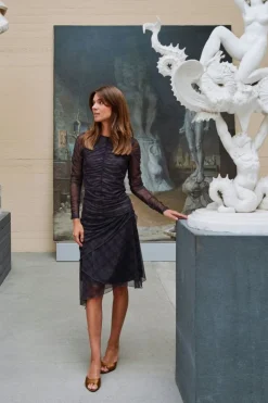 Saffron Check Mesh Skirt 167206*Neo Noir Clearance