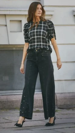 Co´Couture Sallycc Check Ss Blouse 35881< Bluser & Skjorter