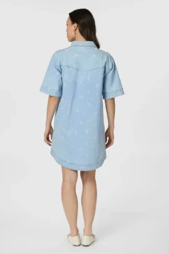 Saras Denim Emb Dress 166045*Neo Noir Sale