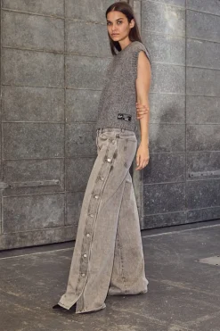 Side Panel Button Jeans HL10328*Haute L'Amitié Clearance