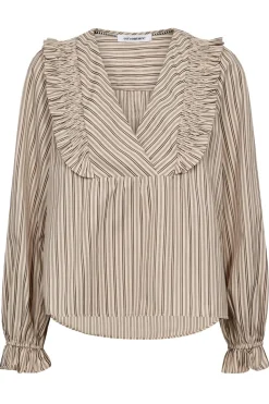 Co´Couture Siggaccstripesmockfrillblouse 35634< Bluser & Skjorter