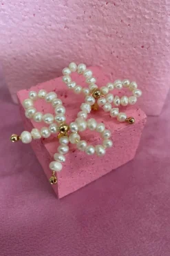 Sløjfe Med Guldperle Ørestik*Mellow Moon Outlet