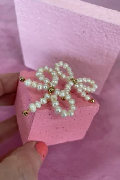 Sløjfe Med Guldperle Ørestik*Mellow Moon Outlet