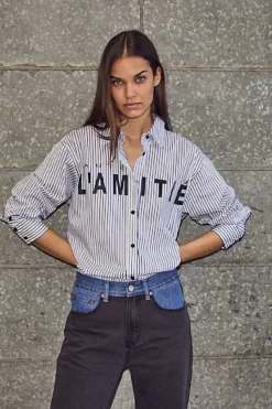Stripe Chest Logo Shirt HL10300*Haute L'Amitié New