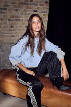 Sweat Mix Blue Stripe Shirt HL10460*Haute L'Amitié Outlet