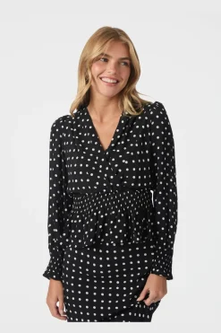 Neo Noir Tamona Crepe Dot Blouse 167939< Bluser & Skjorter