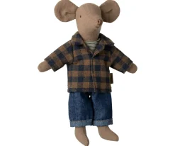 Maileg Ternet Brun Skjorte Og Bukser, Far Mus<Børn Bad, Leg & Interiør