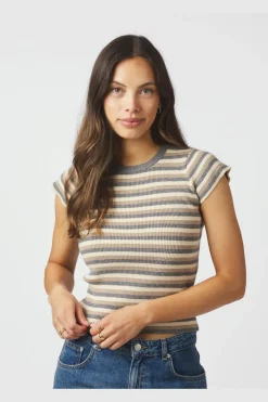 Tirra Simple Stripe Knit Top 166630*Neo Noir Sale