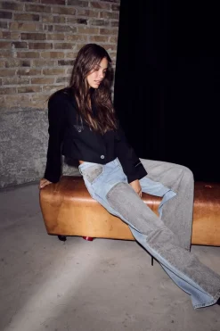 Two-Tone Patch Jeans HL10377*Haute L'Amitié