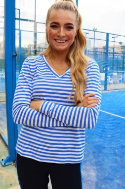 Ulla-Ls-Vneck-Stripe-Tshirt 22160*Liberte Sale