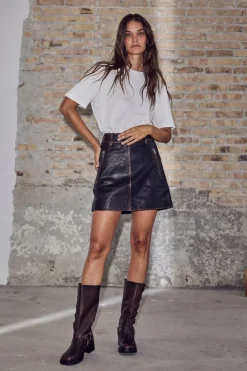 Haute L'Amitié Used Leather Crop Skirt HL10362< Nederdele