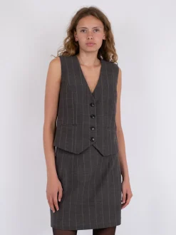 Vendetta Soft Check Vest*Neo Noir Discount