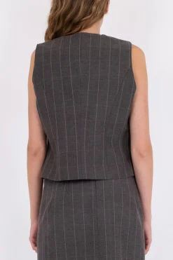 Vendetta Soft Check Vest*Neo Noir Discount