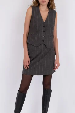 Vendetta Soft Check Vest*Neo Noir Discount