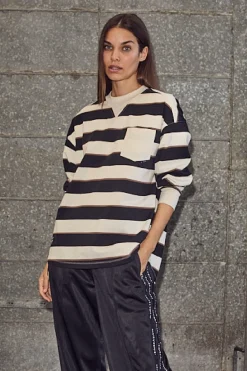Veronica Stripe Tee Sweat HL10295*Haute L'Amitié Clearance