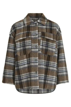 Vila Viemie L/S Checked Shacket< Overtøj & Jakker