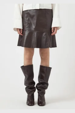 YAS colly Naplon Leather Skirt< Nederdele