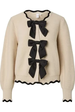 YAS lelu Ls Bow Knit Cardigan< Cardigans|Ammevenligt Tøj