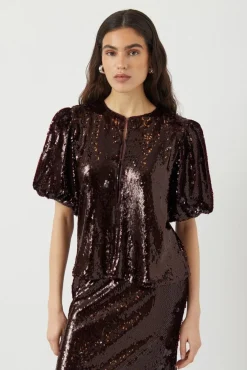 YAS royalina 2/4 Sequin Top< T-Shirts & Toppe