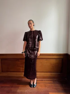 YAS royalina Hmw Sequin Ankle Skirt -Show< Nederdele