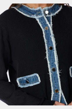 Neo Noir Zelma Knit Denim Cardigan 167245< Cardigans